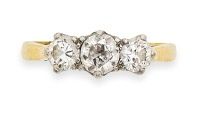 A diamond three-stone ring