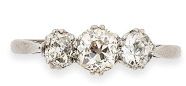 A diamond three-stone ring