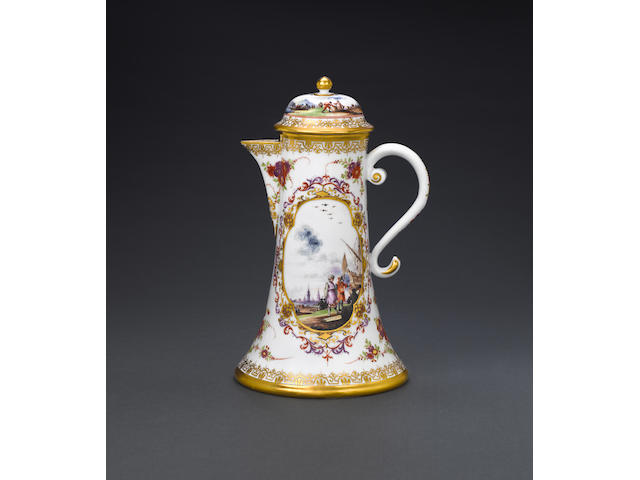 A very rare Meissen coffee pot and cover circa 1735