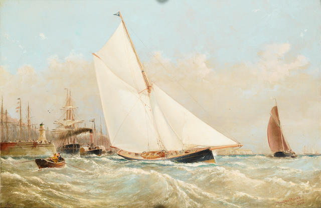 Barlow Moore (British, 1834-1897) Running out of Ramsgate with the tide