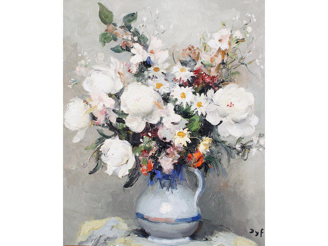 Marcel Dyf (French, 1899-1985) Mixed flowers in a jug