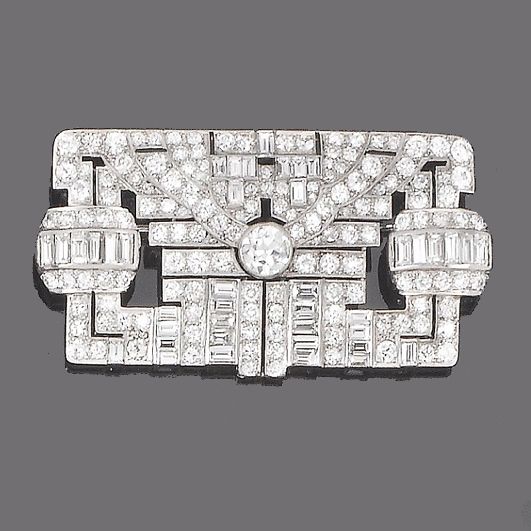 A diamond panel brooch