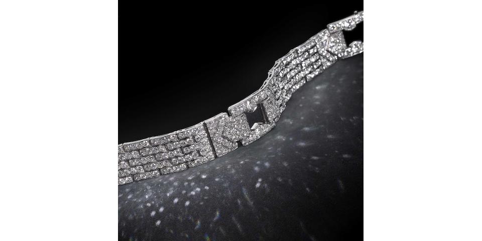An art deco diamond strap bracelet, by Cartier,