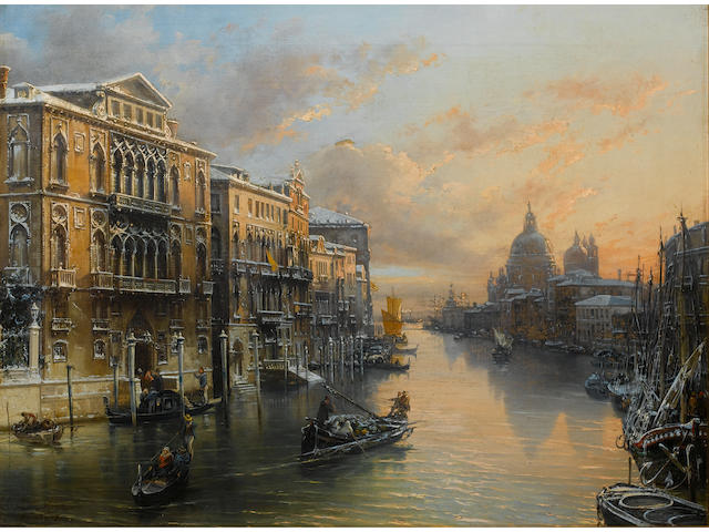 Federico Moja (Italian, 1802-1885) The Grand Canal in winter, Venice