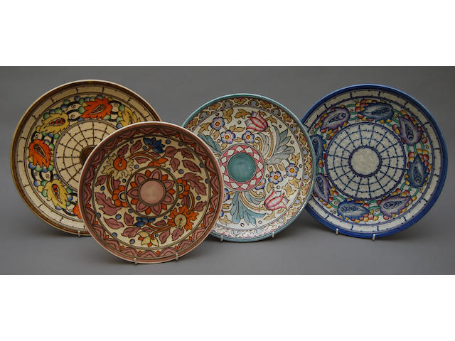 A group of four Charlotte Rhead plates