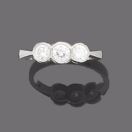 A diamond three-stone ring