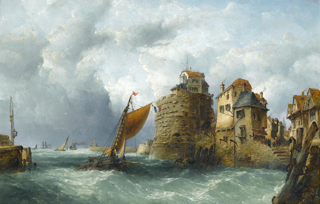 John James Wilson (British, 1818-1875) At the harbour mouth