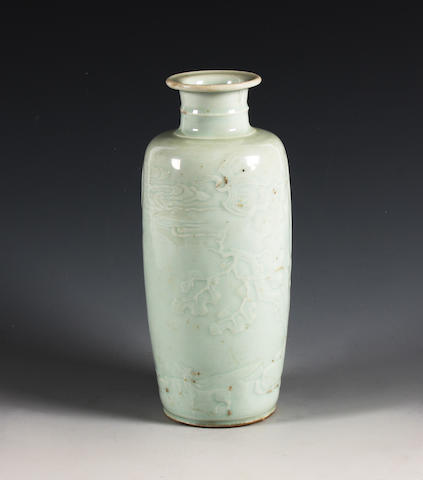 A Chinese pale celadon vase 18th Century.