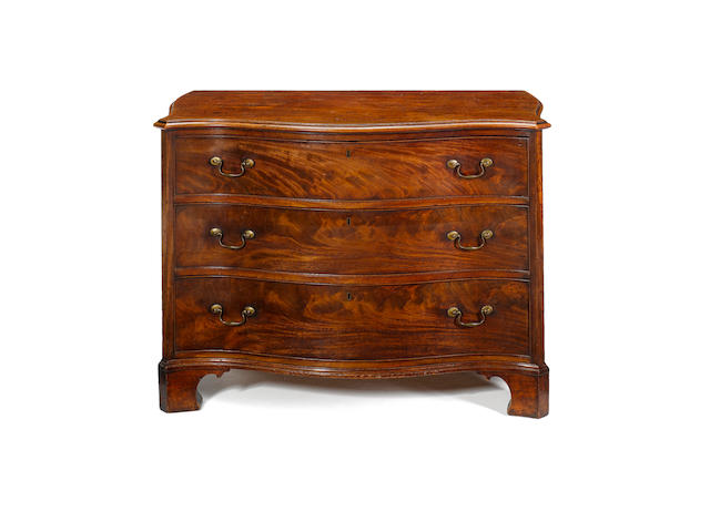 A George III mahogany and floral marquetry Commode possibly attributable to Thomas Chippendale