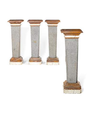 An impressive set of four Italian 19th century marble pedestals