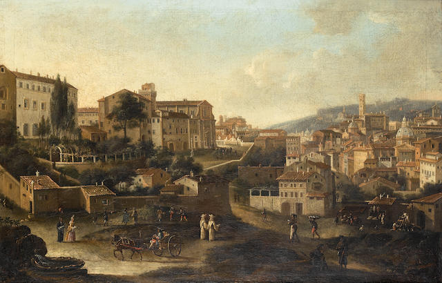 Circle of Gaspar van Wittel, called Vanvitelli (Utrecht circa 1653-1736 Rome), early 18th Century A view of Rome from the Monti looking west,