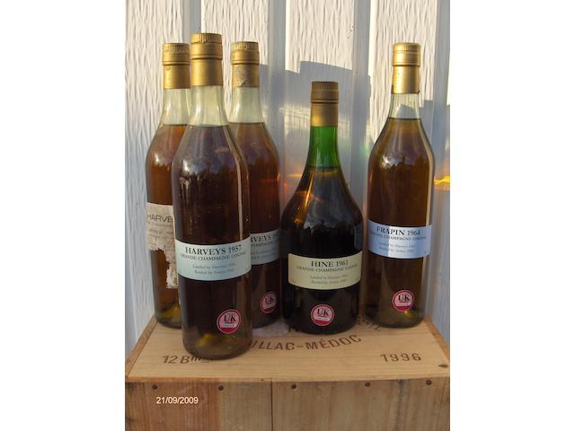 Harveys Grande Champagne Cognac 1957 (3)  Hine Grande Champagne Cognac 1961 (1)  Frapin Grande Champagne Cognac 1964 (1)