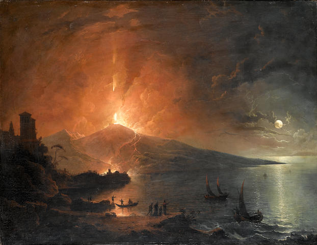 Attributed to Henry Pether (active 1828-1865) The Eruption of Vesuvius by night