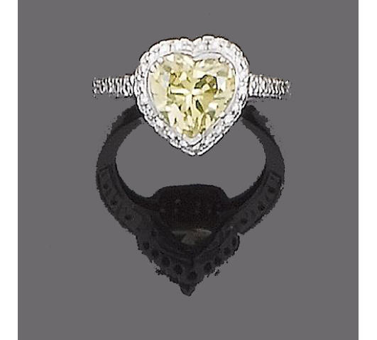 A fancy-coloured diamond single-stone ring