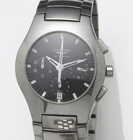 Bonhams : Longines. A Titanium automatic chronograph bracelet ...
