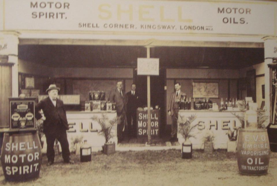 Three images of Shell exhibition displays,