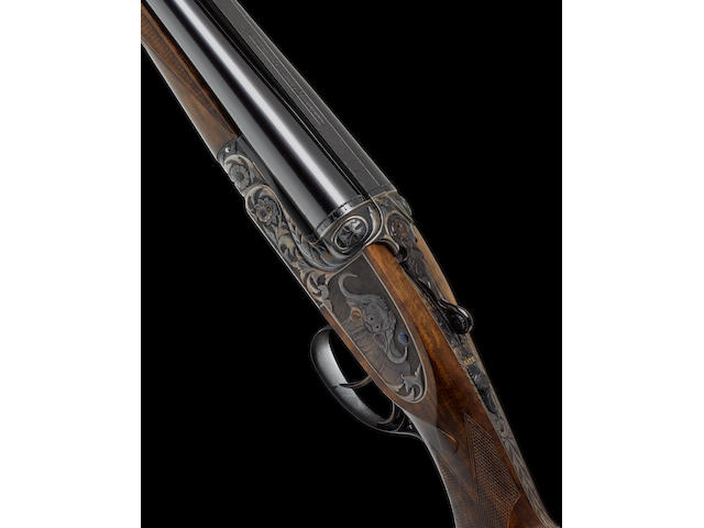 A fine Portsmouth-engraved .470 (Nitro Express) sidelock ejector rifle by Asprey, no. 1529 In its brass-mounted oak and leather case with canvas cover and maker's accessories