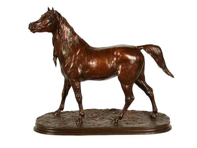 Pierre-Jules M&#234;ne (French, 1810-1879): A bronze model of a horse, Jument Normande Seule