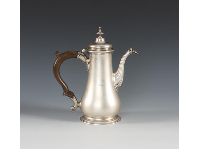 A George II silver coffee pot By Ayme Videau, London, 1753,