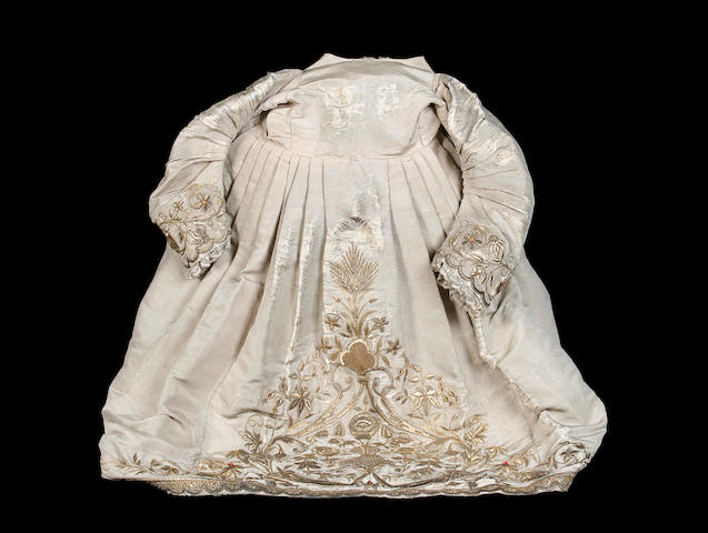 A mid 19th century Neapolitan gold tissue embroidered image robe