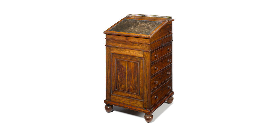 A Regency rosewood sliding top DavenportAlmost certainly by Gillows