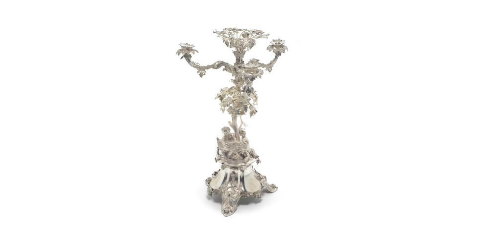 A Victorian silver table centre-piece cum candelabrum, by Messrs Barnard, London 1878,