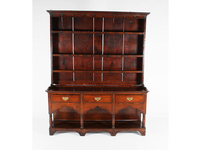 A late 18th century South Wales oak and pine dresser and rack