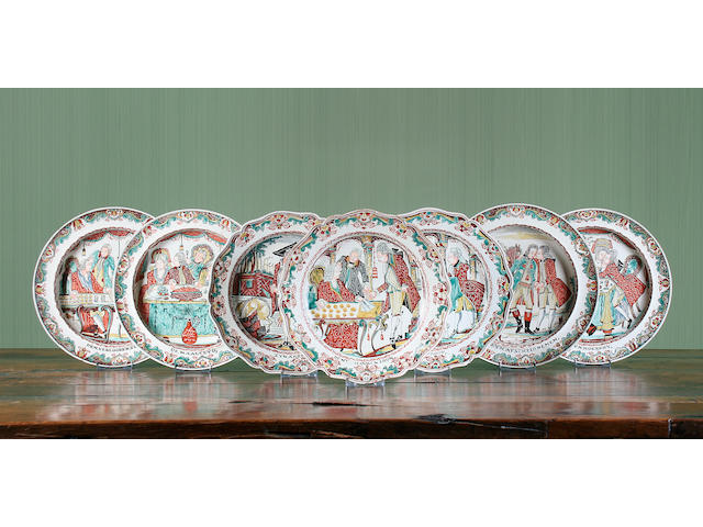 Seven Staffordshire creamware plates Circa 1780-1800.