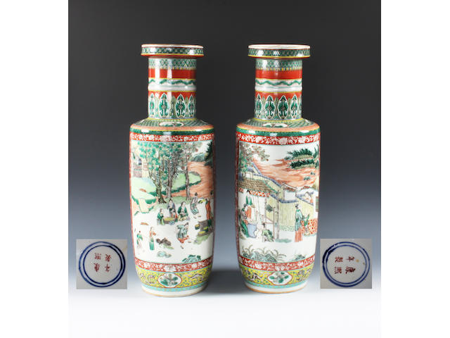 A pair of Chinese famille verte vases 19th Century.