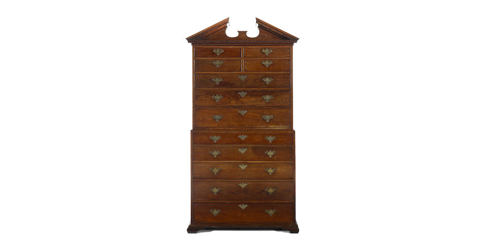 A mid 18th century padouk Chest on Chest