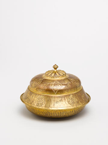 An Ottoman copper-gilt (tombak) Bowl and Cover Turkey, 19th Century(2)