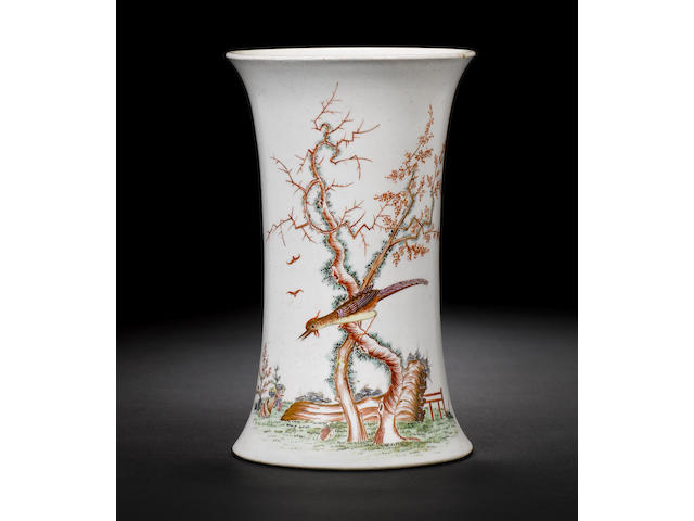 A Worcester waisted vase, bird and snail,