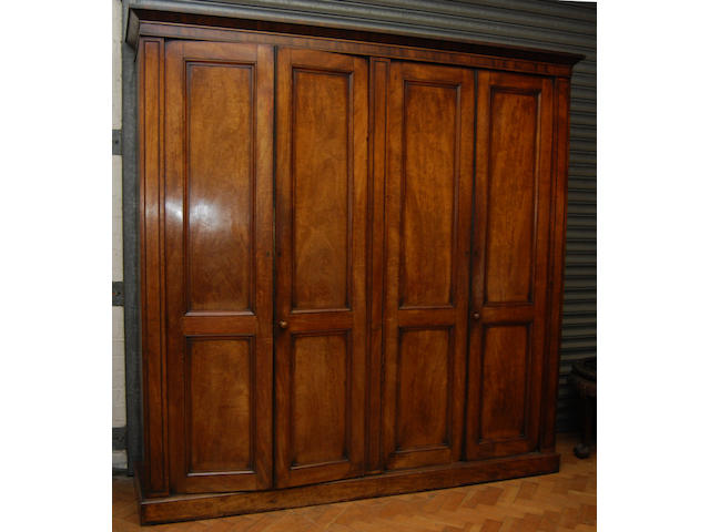 A mahogany four-door wardrobe, mid-19th Century