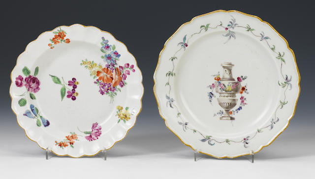 Two Worcester plates circa 1770-74 and 1765-68