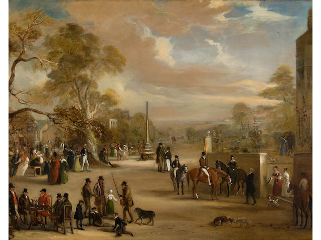 John Ferneley Jr. (British, 1815-1862) The Hunt meet, Asterby, Lincolnshire