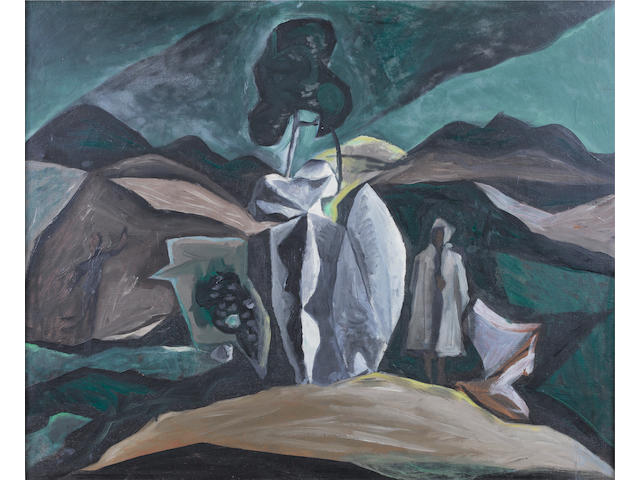 John Craxton, R.A. (British, 1922-2009) Cretan landscape 68 x 84 cm. (26 3/4 x 33 in.)