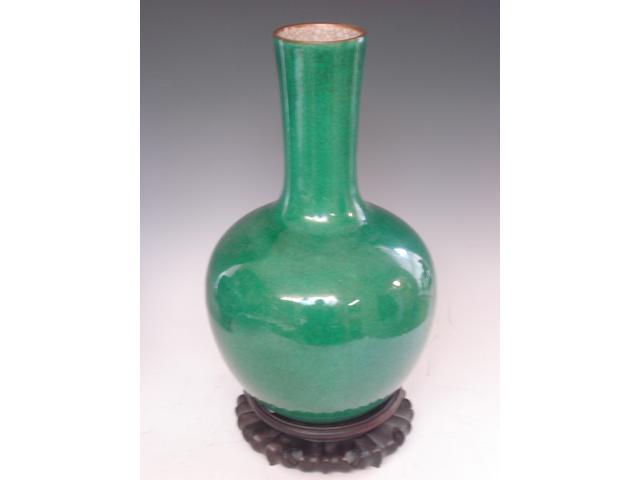 A green ground baluster vase Probably late 19th century