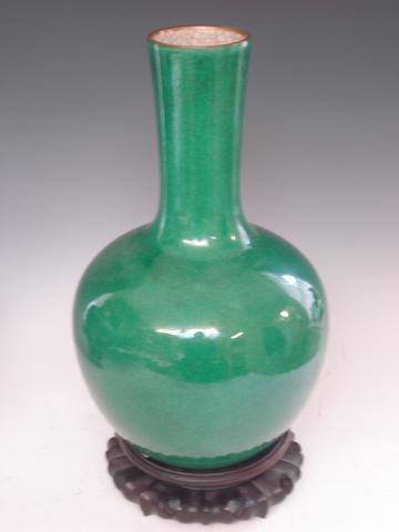 A green ground baluster vase Probably late 19th century