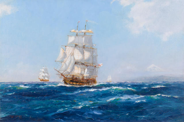 Frank Henry Mason (British, 1875-1965) 'Reconnaissance off Santa Cruz, Teneriffe, 1790'