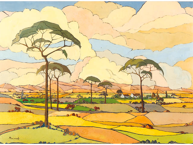 Jacob Hendrik Pierneef (South African, 1886-1957) An extensive view of farmlands