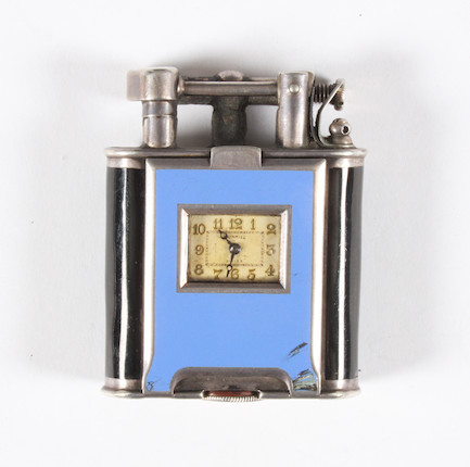 Bonhams : DUNHILL a silver and enamel 'Unique B' Watch lighter By ...