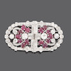 Thumbnail of An art deco ruby and diamond double-clip brooch, image 2