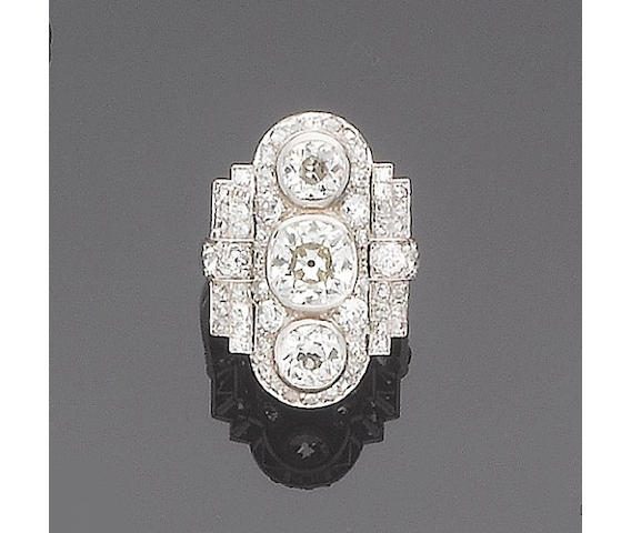 An art deco diamond dress ring,