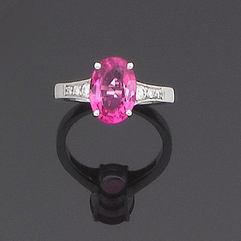 A tourmaline and diamond ring