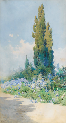 Angelos Giallina (Greek, 1857-1939) Cyprus trees 71 x 39 cm. image 1