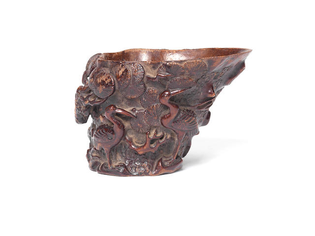 A carved bamboo libation cup 18th century