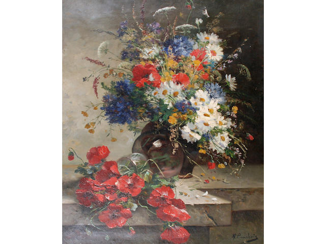 Eug&#232;ne Henri Cauchois (French, 1850-1911) Still life of summer flowers