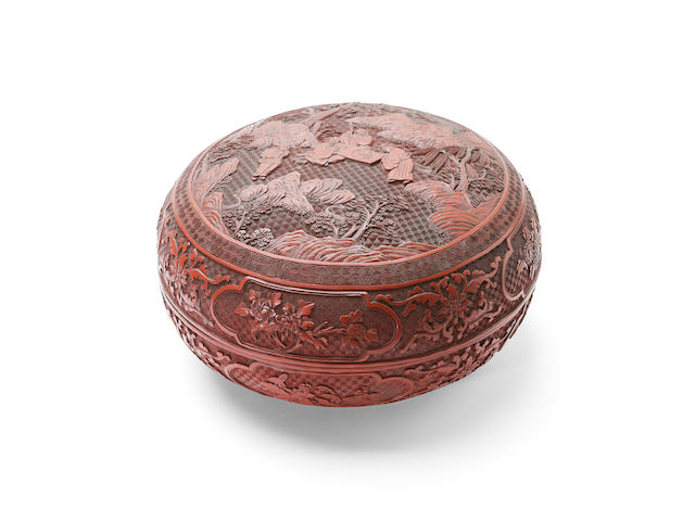 A cinnabar lacquer domed circular box and cover Early 19th century
