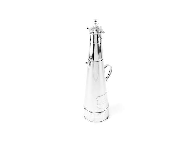 Asprey & Co 'The Thirst Extinguisher', A rare silver plated cocktail shaker, circa 1932