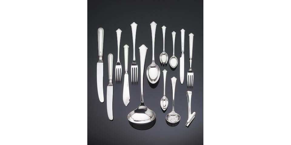 A silver Chippendale pattern table service of flatware, by Elkington & Co, predominantly Birmingham 1927 - 34 and Sheffield 1962 - 1970,